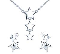 Yumilok Ensemble de bijoux collier et boucles d'oreilles, Collier pendentif étoile et boucle d'oreilles étoile en argent 925 pour femme fille, collier Y et clou d'oreilles