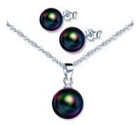 Yumilok Ensembles de bijoux de perles, Collier perle pour femme, Boucles d'oreilles perle élégantes, en argent 925, Cadeau de Noël et Anniversaire