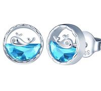 Yumilok Femmes Filles Boucles d'oreilles de Petite Baleine en Argent 925 Clous d'oreilles Créatif Serti de Cristal Parures de Bijoux Fantaisie Boucle d'oreille de Mariage Elégant