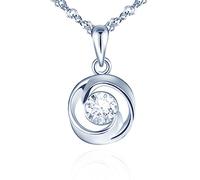 Yumilok Femmes Filles Collier Pendentif Fleur en Argent 925 Pendentif de Zircon Brillant Collier Diamant Elégant de Mariage Bijoux Fantaisie