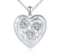 Yumilok femmes pendentif collier 925 argent sterling Rose coeur amour fleur coeur photo collier