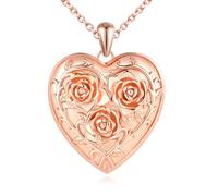 Yumilok femmes pendentif collier 925 argent sterling Rose coeur amour fleur coeur photo collier or rose
