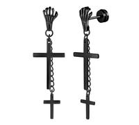 Yumilok Hommes Boucles d'oreilles Croix en Acier Inoxydable Créatifs Pendantes d'oreilles Croix de Pâques Noir Pendante d'oreille Piercing Bijoux Fantaisie Adolescent Décoration