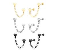 Yumilok Hommes Boucles d'oreilles Cœur en Acier Inoxydable: Femmes Pendantes d'oreilles Créatifs de Cœur et Chaîne - Créative Boucle d'oreille Cartilage Piercing - Adolescent Décoration