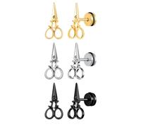 Yumilok Hommes Boucles d'oreilles en Acier Inoxydable Créatifs Femmes Clous d'oreilles de Ciseaux Boucle d'oreille Piercing à Vis Bijoux Quotidiennes Fantaisie Décoration