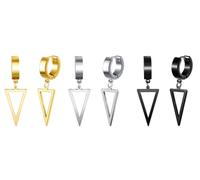 Yumilok Hommes Boucles d'oreilles en Acier Inoxydable: Hip Hop Bagues d'oreilles avec Pendentif de Triangle - Pendante d'oreille Géométrique Tendance - Bijoux Fantaisie Adolescent Décoration