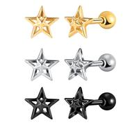 Yumilok Hommes Boucles d'oreilles Étoile en Acier Inoxydable: Femmes Clous d'oreilles Etoile de Noël - Boucle d'oreille Cartilage Piercing - Bijoux Fantaisie Adolescent Décoration
