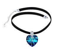 Yumilok Jewelry Collier de femme en argent 925 et zircon cubique, Ras du Cou, Choker, Pendentif Pendentif cœur de l'océan, Cadeau de Noël Anniversaire