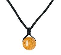 Yumilok Jewelry Collier de Femme Fille, avec Corde de Coton, Pendentif Boule de Cristal Jaune, Chaîne Ajustable, Cadeau de Noël Anniversaire