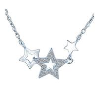 Yumilok Jewelry Collier femme fille, en argent 925, Pendentif d'étoile zircon cubique, Cadeau de Noël Anniversaire