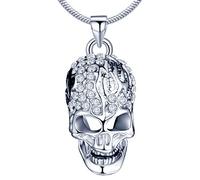 Yumilok Jewelry Collier Pendentif en Alliage plaqué Platine et Diamant autrichien Le crâne desséché pour Femme Fille