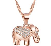 Yumilok pendentif collier en 925 argent et zircon cubique l'éléphant brillant aimable mignon pour femme fille comme cadeau, Argent sterling, Oxyde de Zirconium, Argent sterling, Oxyde de Zirconium