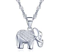 Yumilok pendentif collier en 925 argent et zircon cubique l'éléphant d'argent brillant aimable mignon pour femme fille comme cadeau