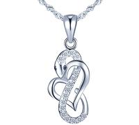 Yumilok pendentif collier en 925 argent et zircon cubique serpent et le cœur d'amour la marque"8" pour femme fille couleur d'argent