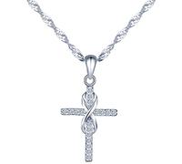 Yumilok pendentif collier en 925 argent et zircon la croix brillante et le symbole d'infini pour femme fille couleur d'argent