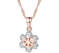 Yumilok pendentif collier en 925 argent et zircon la floconde neige brillante pour femme fille couleur d'or rose