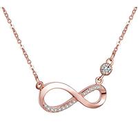 Yumilok pendentif collier en 925 argent et zircon le signe "8" brillant pour femme fille couleur d'or rose