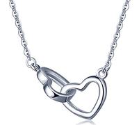 Yumilok pendentif collier en 925 argent fin le breloque est amovible double cœurs classiques deux façons de port pour femme fille comme cadeau