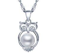 Yumilok pendentif collier en 925 argent le hibou aimable orné perle et zircon pour femme fille couleur d'argent