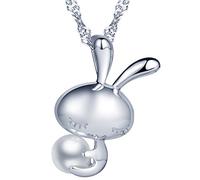 Yumilok pendentif collier en 925 argent petit lapin aimable embrasse la perle douce pour femme fille couleur d'argent
