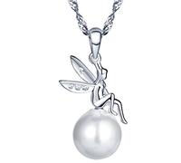 Yumilok pendentif collier en 925 argent pur la déesse belle et la perle douce pour femme fille couleur d'argent