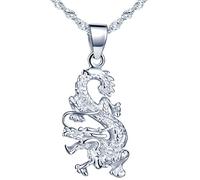 Yumilok pendentif collier en 925 argent pur le dessin du dragon à la mode pour femme fille couleur d'argent, Argent sterling, Sans pierre, Argent sterling, Sans pierre