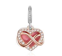 YUMINN Breloque en argent sterling 925 pour bracelet - Breloque d'amour et cœur doré - Fleur de cerisier - Perles pendantes - Bijoux pour femme