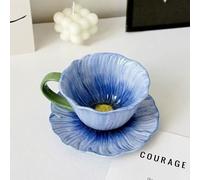 YumiPLUS Ensemble de tasses à café motif fleuri bleu clair