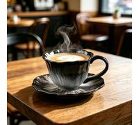 YumiPLUS Ensemble de tasses à café motif fleuri bleu dégradé