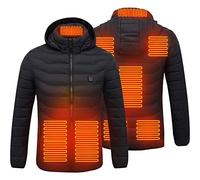 Yumira Veste chauffante pour femmes et hommes, veste à capuche chauffante électrique USB, manteau thermique d'hiver avec 8 zones de chauffage, température à trois vitesses, 4
