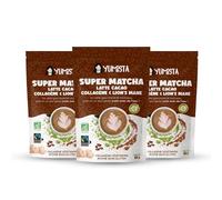 YUMISTA Matcha Latte Cacao Instantané Bio - Matcha Premium, Collagène Végétarien, Lions Mane - Pack 3 x 160g Lait d'Avoine Sans Gluten - Boisson Vegan Crémeuse Chaude ou Glacée