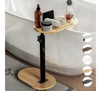 Yumkfoi Plateau de Baignoire en Bambou avec Hauteur réglable, Plateau autoportant pour Baignoire Contre Le Mur, Table d'appoint pour Baignoire de Luxe, Maison, Spa et Choix de Cadeau - Brevet protégé