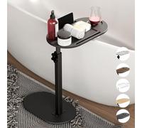 Yumkfoi Plateau de baignoire en bambou avec hauteur réglable, plateau de baignoire autoportant pour baignoire contre mur, organisateur de baignoire adapté pour spa et cadeau de pendaison de