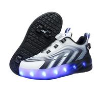 Yummsion Chaussures D'EntraîNement à 4 Roues,Enfants Chaussures roulettes De Multisports,Chaussure A Roulette Garcon,s'adapte Au Pied,Convient pour La RandonnéE,Roller