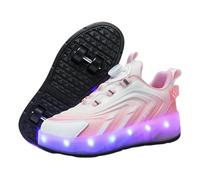 Yummsion Chaussures D'EntraîNement à 4 Roues,Enfants Chaussures roulettes De Multisports,Chaussure A Roulette Garcon,s'adapte Au Pied,Convient pour La RandonnéE,Roller