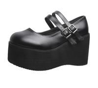 Yummsion Mary Jane Chaussures,Mary Jane Plateforme,Talon Bloc éPais Chunky Chaussures Lolita,Mary Jane Schuhe Doubles Sangles De Cheville,Mignon,pour FêTe De Mariage,Jeu De RôLe