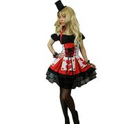 Yummy Bee - Costume de reine de cœur pour femme - Costume de reine rouge grande taille pour adultes (36-38)