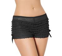Yummy Bee - Culotte Froufrou Femme - Slip Dentelle - Déguisement Burlesque - Shorty Grande Taille (Noir, 34)
