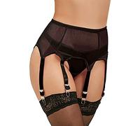 Yummy Bee Porte-jarretelles à 6 sangles - Rouge, blanc, noir - Taille haute - Clips métalliques solides - Bretelles larges - Taille 36-50, Noir , 48-50