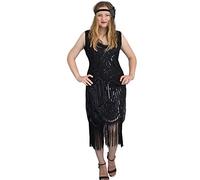 Yummy Bee - Robe des années 1920 pour femme - Robe Gatsby - Robe de soirée à paillettes - Costume de robe à rabat grande taille 6-18, Noir , 40-42