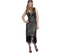 Yummy Bee - Robe des années 1920 pour femme - Robe Gatsby - Robe de soirée à paillettes - Costume de robe à rabat grande taille 6-18, noir/or, 44-46