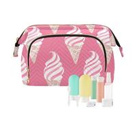 Yummy Ice Cream Peach Trousse de maquillage de voyage étanche pour femme Sac à main pour articles de toilette Voyage bolsas para monedas de mujer, délicieuse crème glacée pêche, Moderne
