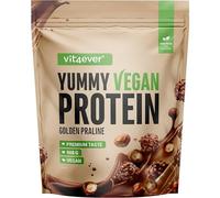 Yummy Vegan Protein Golden Nougat Praline - Shake protéiné végétal avec 24,7 g de protéines par portion à base d’isolat de fève avec BCAA et acides aminés - 908 g