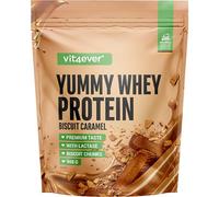 Yummy Whey Protéine Poudre - Biscuit caramel - Jusqu'à 22,5g de protéines par portion -Shake Protéiné Premium avec lactase & petit-lait allemand (908g)