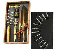 Yumneo Ensemble de stylos vintage pour écrire, tremper, cire à cacheter, tampon, outil d'enveloppe, meilleur cadeau pour écrire, dessiner, signatures