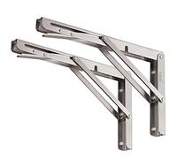 YUMORE Équerre Pliante 300 mm,Support d' Étagère Pliable en Acier Inoxydable Support Console Pliable Charge Maximale 150kg Equerre Etagere Murale pour Garage Cuisine Chambre, lot de 2