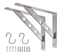 YUMORE Équerres Étagères Murale Acier Inox Support d'étagère 25 x 18 cm - Equerre Etagere Robustes Charge Max 150KG Support Flottante pour Tablettes Etagères - Équerres de Fixation, avec Vis