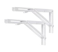 YUMORE Équerres Étagères Pliable 400mm,Équerres Pliantes Support Console Pliable Charge Maximale 150KG Robuste Brace de Tablette Flottants Pour Garage Cuisine Chambre, Blanc, avec Vis