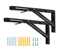 YUMORE Équerres Étagères Pliable 400mm,Équerres Pliantes Support Console Pliable Charge Maximale 150KG Robuste Brace de Tablette Flottants Pour Garage Cuisine Chambre, Noir, avec Vis