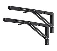 YUMORE Équerres Étagères Pliable 450mm,Équerres Pliantes Support Console Pliable Charge Maximale 150KG Robuste Brace de Tablette Flottants Pour Garage Cuisine Chambre, Noir, avec Vis